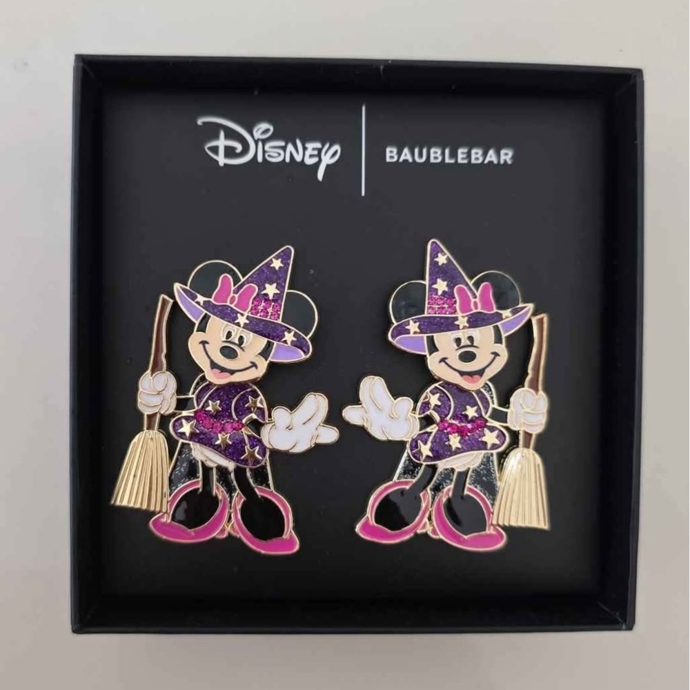 BaubleBar Minnie Mouse Witch Earrings - Purple and Gold